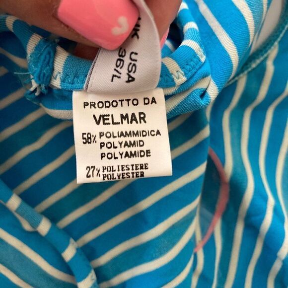 Moschino Mare Boy Short Bikini Bottoms Ruched Back Blue Stripe Size 36/L NWT - Picture 6 of 9